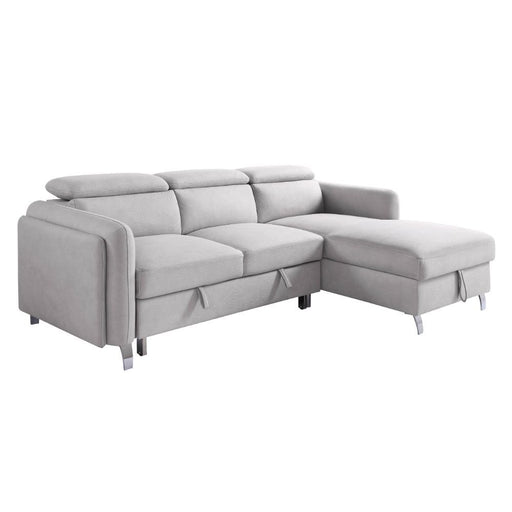 Acme Furniture - Reyes Sectional Sofa w-Sleeper, Beige Nubuck - 56040 - GreatFurnitureDeal