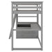 GFD Home - Twin Size Loft Bed with Desk and Shelves,Two Built-in Drawers,Gray(OLD SKU:GX000803AAE) - GreatFurnitureDeal