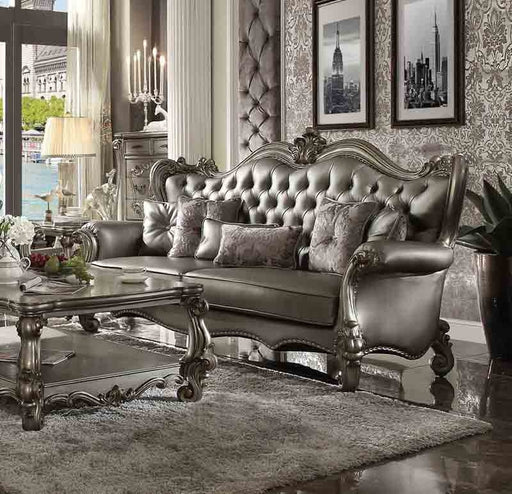 Acme Furniture - Versailles Silver PU & Antique Platinum Sofa - 56820 - GreatFurnitureDeal