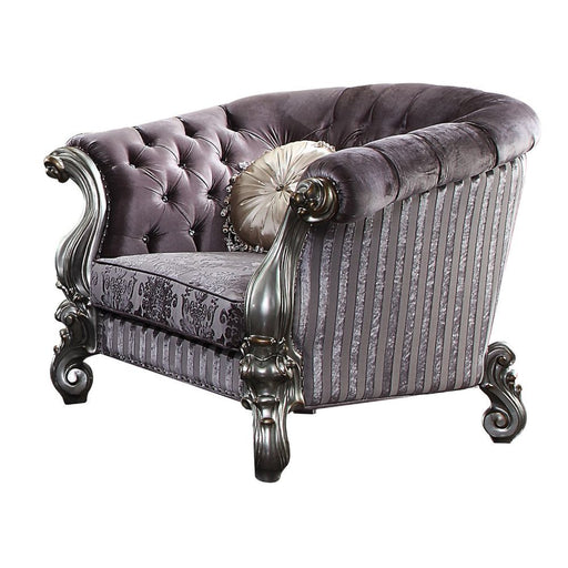 Acme Furniture - Versailles Chair w-Pillows, Velvet & Antique Platinum - 56827 - GreatFurnitureDeal