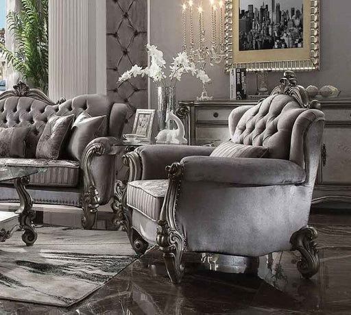 Acme Furniture - Versailles Velvet & Antique Platinum Chair - 56842 - GreatFurnitureDeal