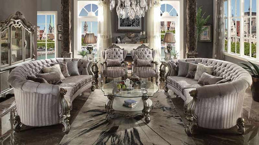 Acme Furniture - Versailles Velvet & Antique Platinum Sofa with Chair - 56845-47 - GreatFurnitureDeal