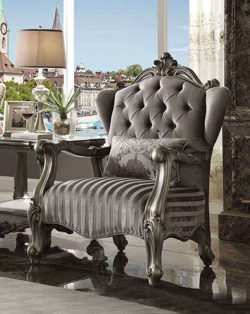 Acme Furniture - Versailles Velvet & Antique Platinum Chair - 56847 - GreatFurnitureDeal