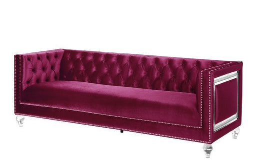 Acme Furniture - Heibero Sofa w-2 Pillows in Burgundy - 56895 - GreatFurnitureDeal