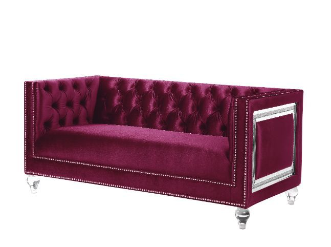 Acme Furniture - Heibero 3 Piece Living Room Set in Burgundy - 56895-96-97