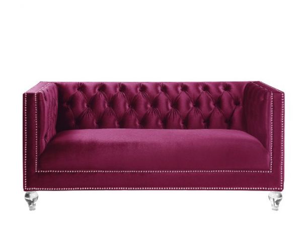 Acme Furniture - Heibero 3 Piece Living Room Set in Burgundy - 56895-96-97