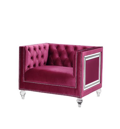 Acme Furniture - Heibero Chair in Burgundy - 56897 - GreatFurnitureDeal