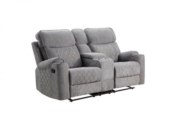 Acme Furniture - Aulada Loveseat w-Console and USB Port in Gray - 56901