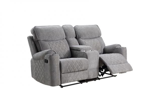 Acme Furniture - Aulada Loveseat w-Console and USB Port in Gray - 56901