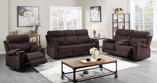 Acme Furniture - Aulada 3 Piece Reclining Living Room Set in Chocolate - 56905-06-07 - GreatFurnitureDeal