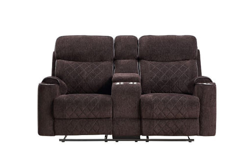 Acme Furniture - Aulada Loveseat w-Console and USB Port in Chocolate - 56906 - GreatFurnitureDeal