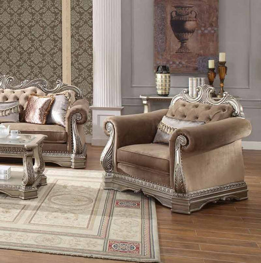 Acme Furniture - Northville Velvet & Antique Champagne Chair - 56932 - GreatFurnitureDeal