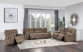 GFD Home - Ohio Manual Recliner 3Pc Living Room Set Made With Chenille Upholstery in Brown - GreatFurnitureDeal