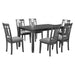 GFD Home - TOPMAX 7-Piece Farmhouse Rustic Wooden Dining Table Set Kitchen Furniture Set with 6 Padded Dining Chairs, Gray - GreatFurnitureDeal