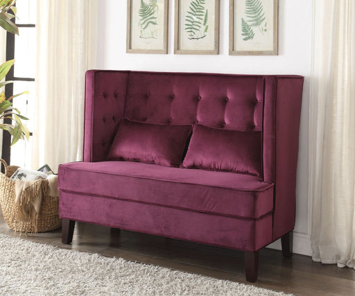 Acme Furniture - Olesia Settee w-2 Pillows in Magenta - 57266 - GreatFurnitureDeal
