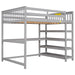 GFD Home - Full Size Loft Bed with Storage Shelves and Under-bed Desk, Gray(OLD SKU:SM000246AAE-1) - GreatFurnitureDeal