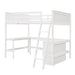 GFD Home - Full size Loft Bed with Shelves and Desk, Wooden Loft Bed with Desk - White - GreatFurnitureDeal