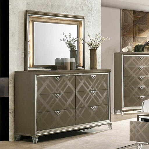 Acme Furniture - Skylar Dresser with Mirror in Dark Champagne - 25324-25 - GreatFurnitureDeal