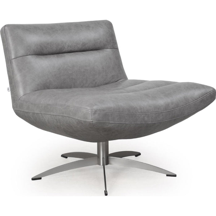 Moroni - Alfio Full Leather Swivel Chair in Cloud Grey - 58006B1173