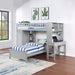 GFD Home - Twin Size Loft Bed with Closet and Desk, Extra Bottom Twin Bed, Grey - GreatFurnitureDeal