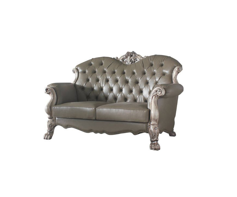 Acme Furniture - Dresden Loveseat w-3 Pillows, Vintage Bone White & PU - 58176 - GreatFurnitureDeal