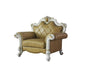 Acme Furniture - Picardy Chair w-1 Pillow, Antique Pearl & Butterscotch PU - 58212 - GreatFurnitureDeal