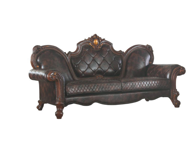 Acme Furniture - Picardy Sofa w-3 Pillows, Vintage Cherry Oak & PU - 58221 - GreatFurnitureDeal