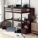 GFD Home - Twin Size Loft Bed with Staircase and Built-in Desk ,Espresso - GreatFurnitureDeal