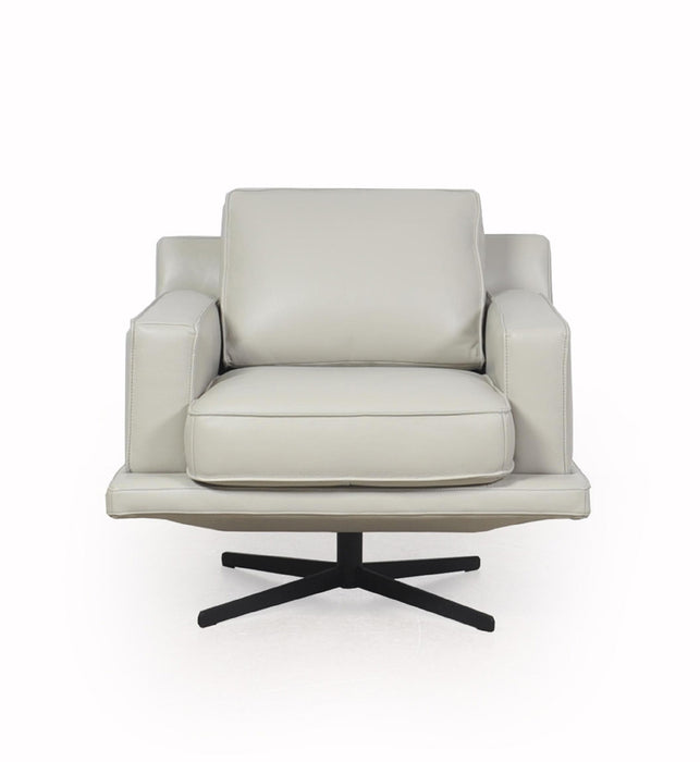 Moroni - Mercier Full Leather Modern Swivel Chair in Light Grey - 58506BS1383