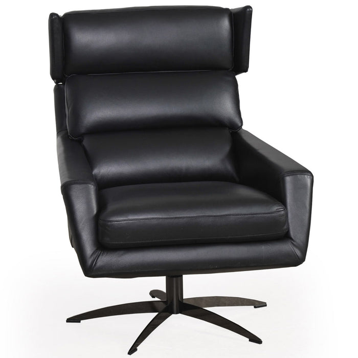 Moroni - Hansen Swivel Lounge Accent Chair in Black Top Grain Leather - 58606B1298 - GreatFurnitureDeal
