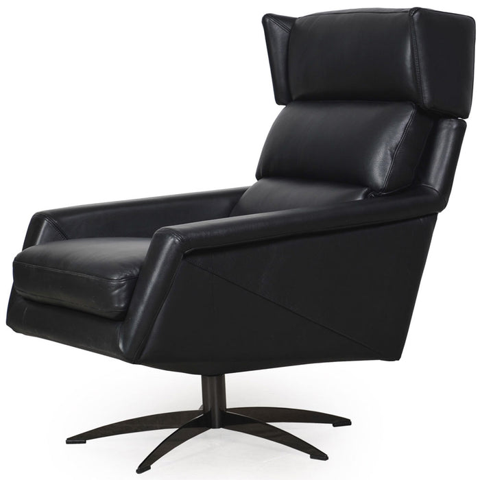 Moroni - Hansen Swivel Lounge Accent Chair in Black Top Grain Leather - 58606B1298