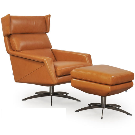Moroni - Hansen Lounge Accent Chair with Swivel Ottoman in Tan Full Leather - 58606D2220-58626