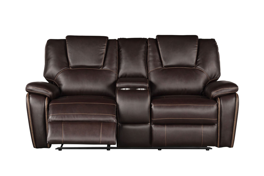 GFD Home - Hong Kong 2 Piece Power Reclining Sofa Set made with Faux Leather in Brown - GreatFurnitureDeal