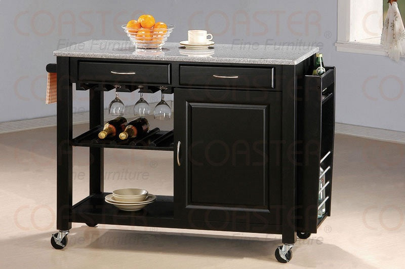 Coaster Furniture - Black Kitchen Cart - 5870 - GreatFurnitureDeal