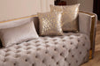 GFD Home - Naomi Button Tufted Sofa with Velvet Fabric and Gold Accent in Off White - GreatFurnitureDeal