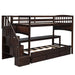 GFD Home - Stairway Twin XL Loft Bed with Twin Size Trundle and 3 Drawers, Storage, Desk, Espresso - GreatFurnitureDeal