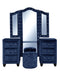 GFD Home - Sophia Queen Vanity 4 Piece Blue - GreatFurnitureDeal