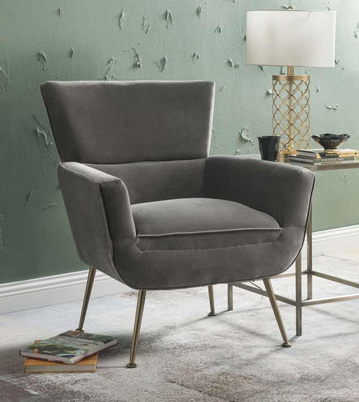 Acme Furniture - Varik Gray Velvet Accent Chair - 59522 - GreatFurnitureDeal