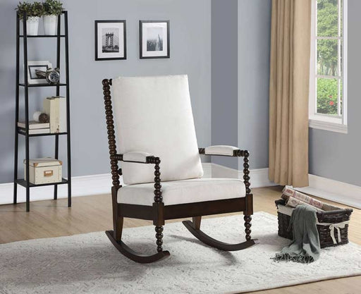 Acme Furniture - Tristin Cream Fabric & Walnut Rocking Chair - 59523
