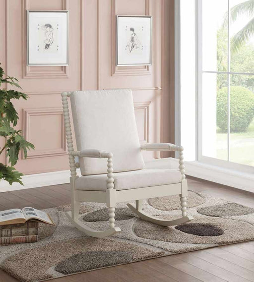 Acme Furniture - Tristin Cream Fabric & White Rocking Chair - 59524