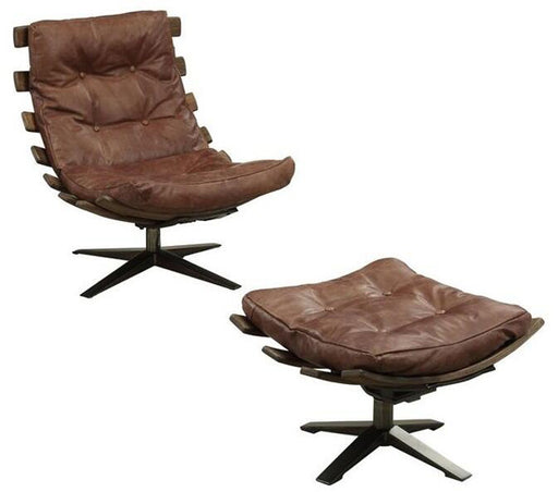 Acme Furniture - Gandy Chair & Ottoman (2Pc Pk) in Retro Brown - 59530 - GreatFurnitureDeal