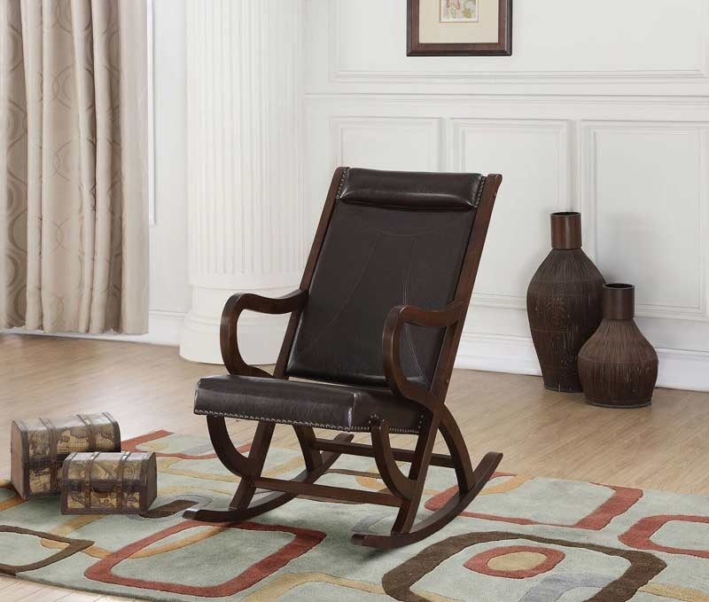 Acme Furniture - Triton Espresso PU & Walnut Rocking Chair - 59535