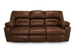 Franklin Furniture - Dakota Reclining Sofa w/Drop Down Table Lights & Drawer Dual Pwr Recl/Lumbar Massage/Frosty Fridge/USB in Smokey - 59639-45-SMOKEY