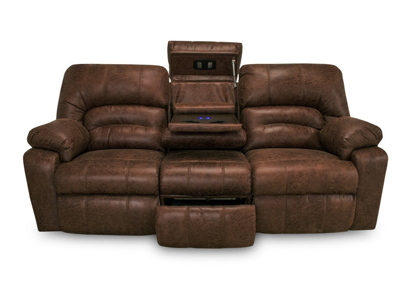 Franklin Furniture - Dakota Reclining Sofa w-Drop Down Table Lights & Drawer Frosty Fridge-Lumbar Massage in Smokey - 59639-59-SMOKEY - GreatFurnitureDeal