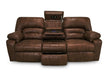 Franklin Furniture - Dakota Reclining Sofa w-Drop Down Table Lights & Drawer Dual Pwr Recl-Lumbar Massage-Frosty Fridge-USB in Smokey - 59639-45-SMOKEY - GreatFurnitureDeal