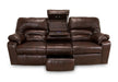 Franklin Furniture - Dakota Reclining Sofa w/Drop Down Table Lights & Drawer Frosty Fridge/Lumbar Massage in Oregon Trail Java - 59639-59-JAVA