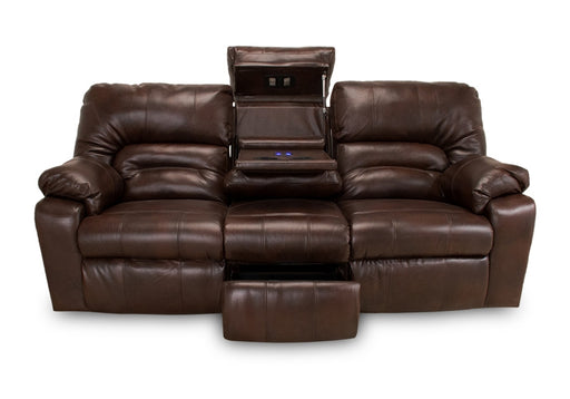 Franklin Furniture - Dakota Power Reclining Sofa w-Drop Down Table Lights & Drawer Frosty Fridge-Lumbar Massage and USB in Oregon Trail Java - 59639-45-JAVA