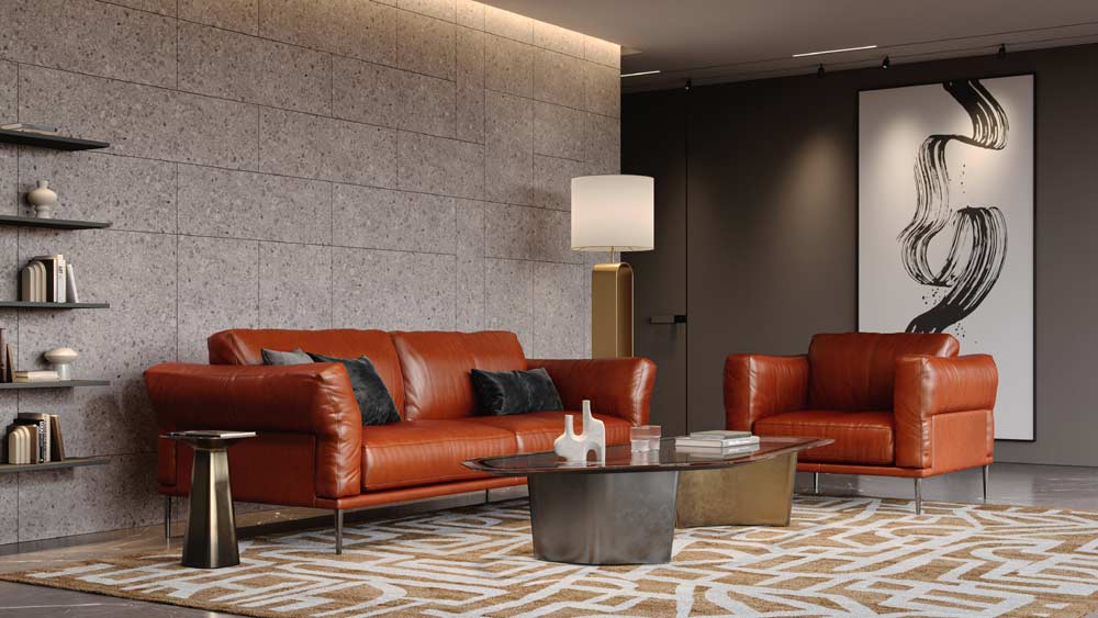Moroni - Bartz Full Leather Sofa in Cognac - 59703C2280