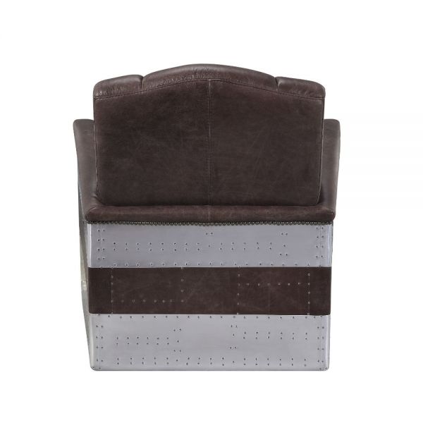 Acme Furniture - Brancaster Accent Chair, Retro Brown Top Grain Leather & Aluminum - 59716