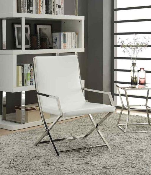 Acme Furniture - Rafael White PU & Stainless Steel Accent Chair - 59775 - GreatFurnitureDeal